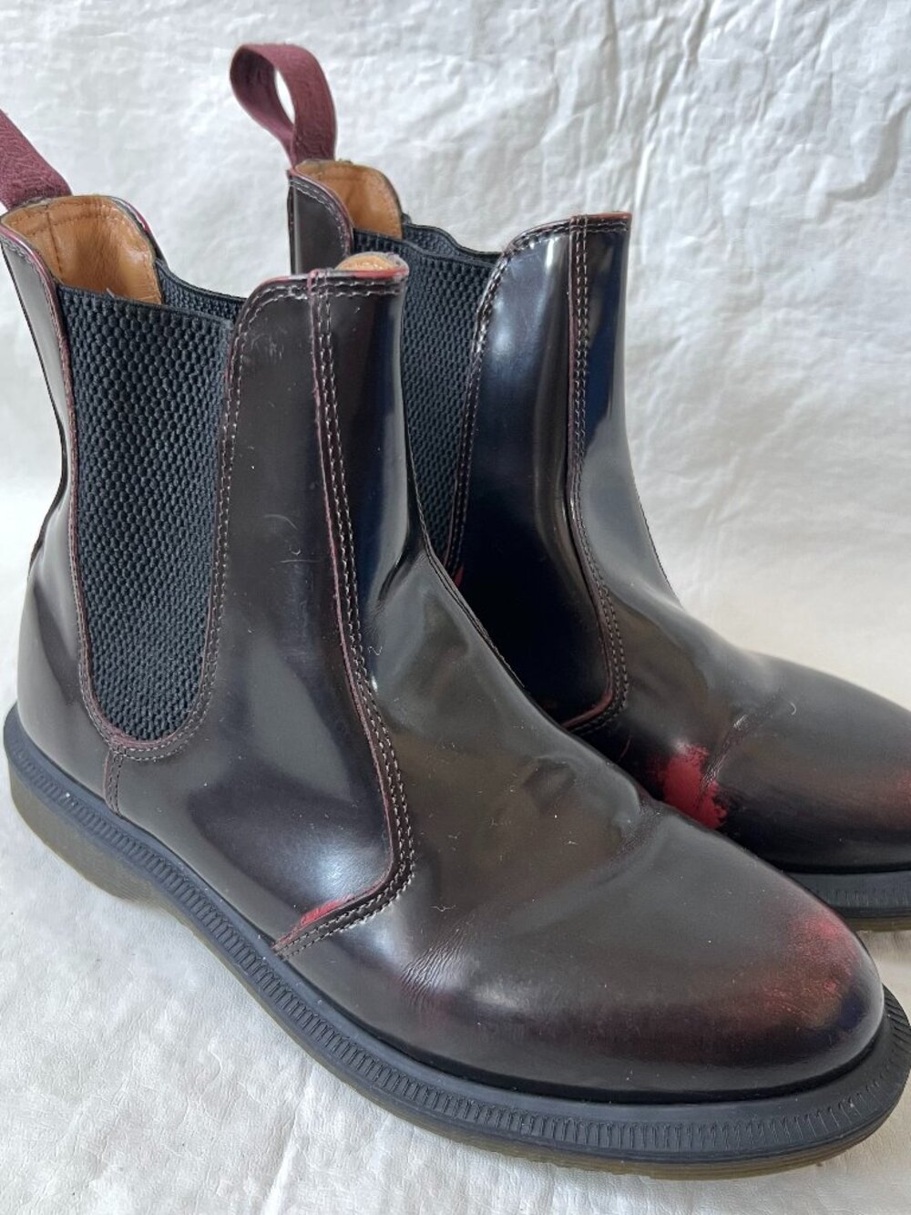 Dr Martens boots Flora Arcadia Womens 7 Chelsea Cherry Red leather ankle docs